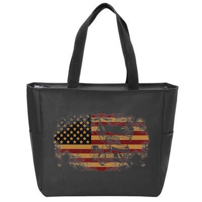 Dirt Track Racing Sprint Car Vintage Usa American Flag Zip Tote Bag