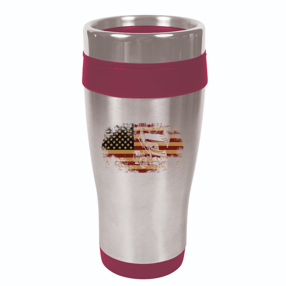 Dirt Track Racing Sprint Car Vintage Usa American Flag 16oz Travel Tumbler