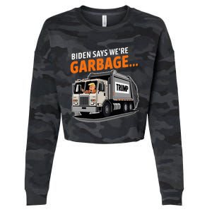 Donald Trump Rides In Garbage Truck Cropped Pullover Crew