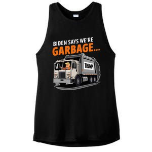 Donald Trump Rides In Garbage Truck Ladies PosiCharge Tri-Blend Wicking Tank