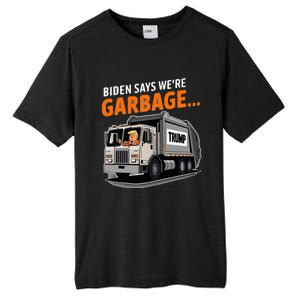 Donald Trump Rides In Garbage Truck Tall Fusion ChromaSoft Performance T-Shirt