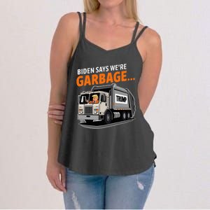 Donald Trump Rides In Garbage Truck Women's Strappy Tank