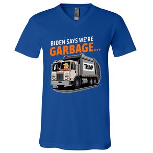 Donald Trump Rides In Garbage Truck V-Neck T-Shirt