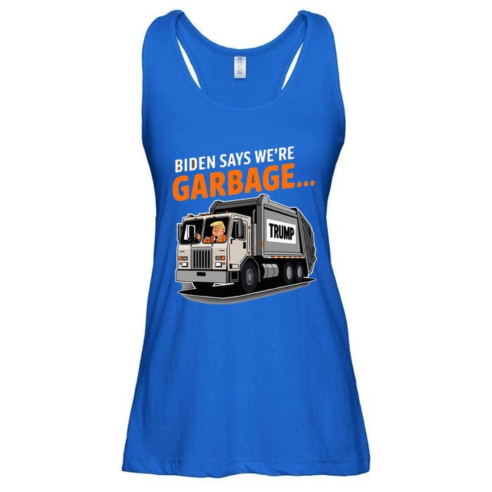 Donald Trump Rides In Garbage Truck Ladies Essential Flowy Tank