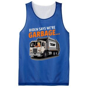 Donald Trump Rides In Garbage Truck Mesh Reversible Basketball Jersey Tank