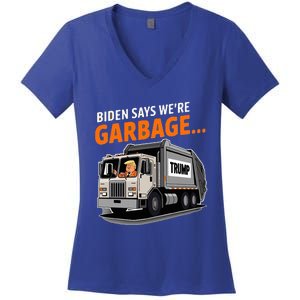 Donald Trump Rides In Garbage Truck Women's V-Neck T-Shirt