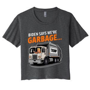 Donald Trump Rides In Garbage Truck Women's Crop Top Tee