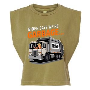 Donald Trump Rides In Garbage Truck Garment-Dyed Women's Muscle Tee