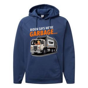 Donald Trump Rides In Garbage Truck Performance Fleece Hoodie