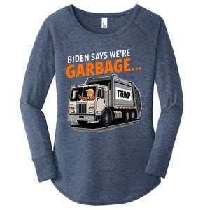 Donald Trump Rides In Garbage Truck Women's Perfect Tri Tunic Long Sleeve Shirt