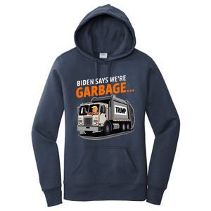 Donald Trump Rides In Garbage Truck Women's Pullover Hoodie