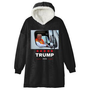 Donald Trump Rides In Garbage Truck Hooded Wearable Blanket