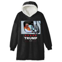 Donald Trump Rides In Garbage Truck Hooded Wearable Blanket