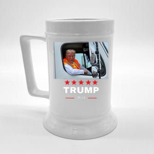 Donald Trump Rides In Garbage Truck Beer Stein