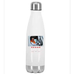 Donald Trump Rides In Garbage Truck Stainless Steel Insulated Water Bottle