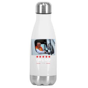 Donald Trump Rides In Garbage Truck Stainless Steel Insulated Water Bottle