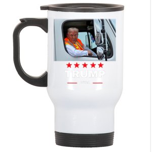 Donald Trump Rides In Garbage Truck Stainless Steel Travel Mug