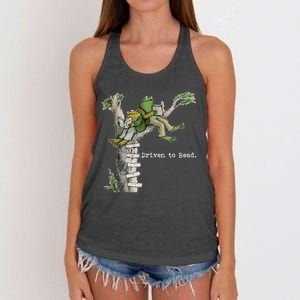 Driven To Read Frog And Toad Library Reading Women's Knotted Racerback Tank