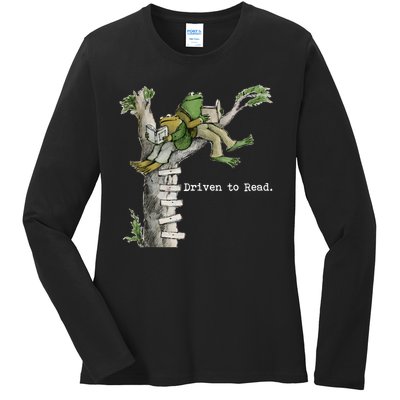 Driven To Read Frog And Toad Library Reading Ladies Long Sleeve Shirt