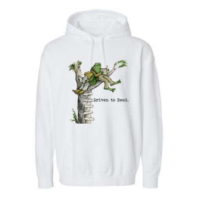 Driven To Read Frog And Toad Library Reading Garment-Dyed Fleece Hoodie