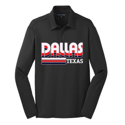 Dallas Triple Retro Logo Silk Touch Performance Long Sleeve Polo