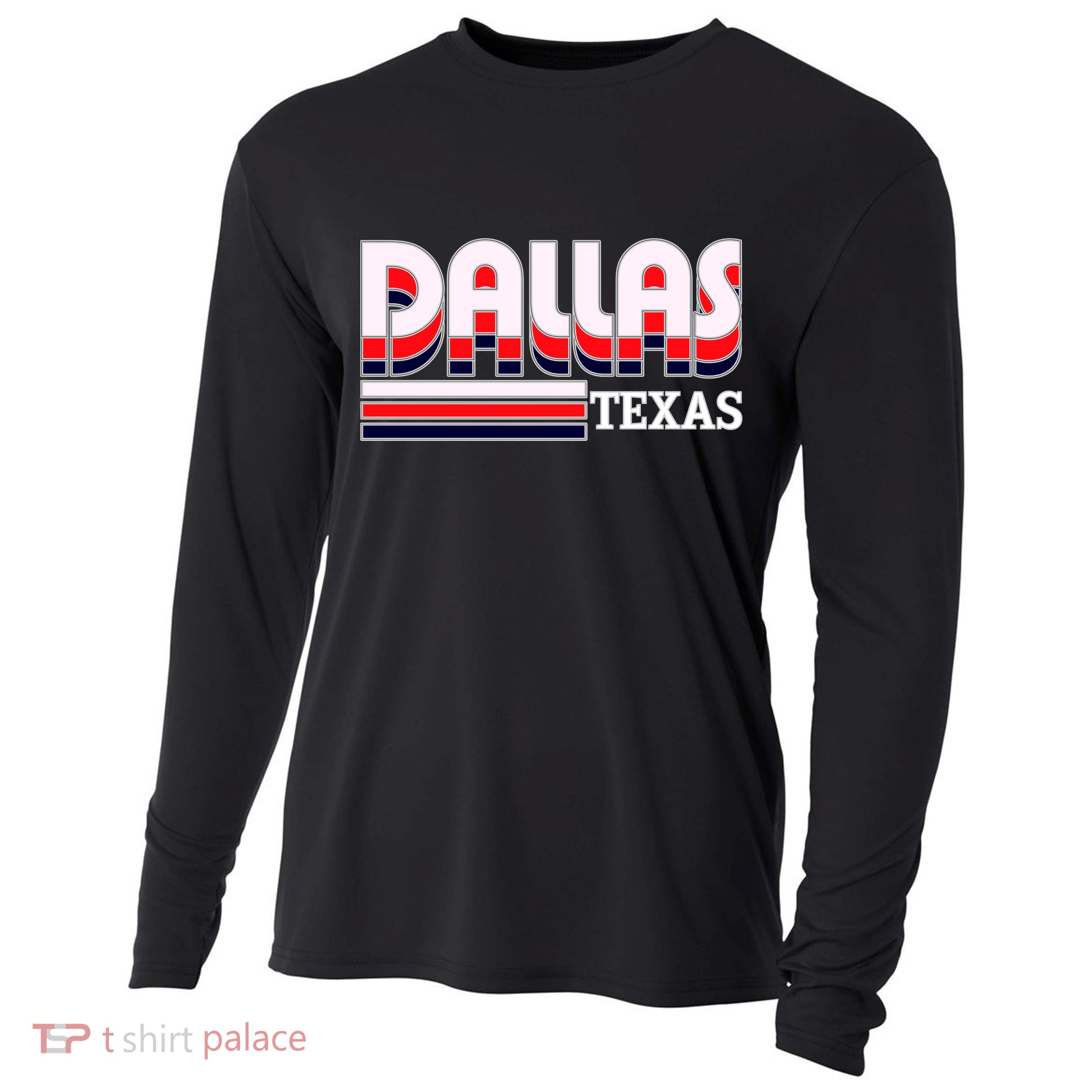 Dallas Triple Retro Logo Cooling Performance Long Sleeve Crew