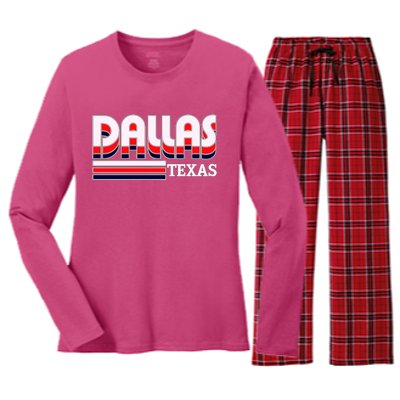 Dallas Triple Retro Logo Women's Long Sleeve Flannel Pajama Set 