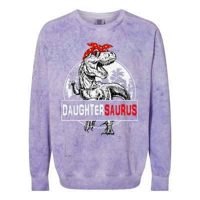 Daughtersaurus T Rex Dinosaur DaughterSaurus Family Matching Colorblast Crewneck Sweatshirt