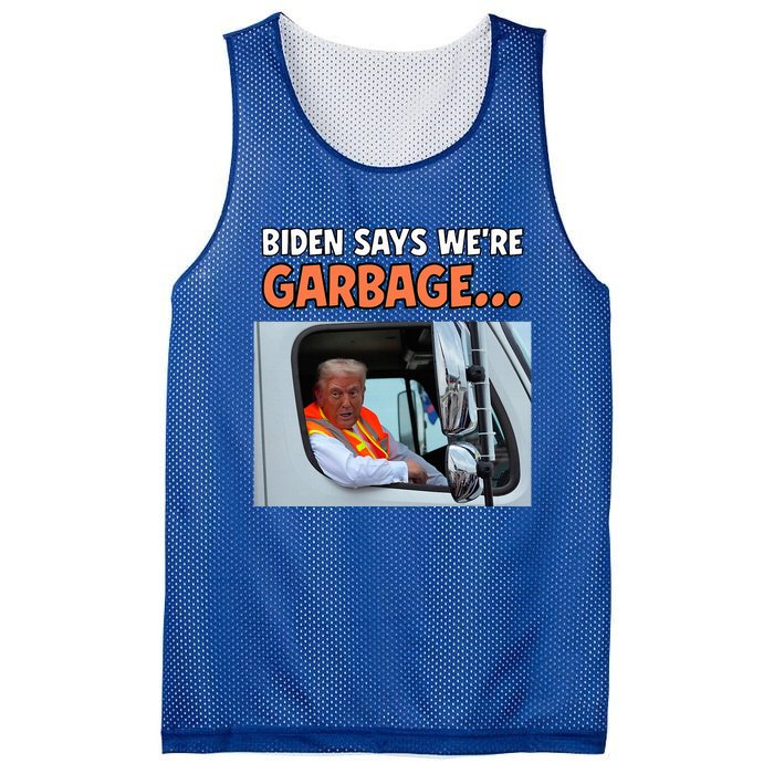 Donald Trump Rides In Garbage Truck Mesh Reversible Basketball Jersey Tank