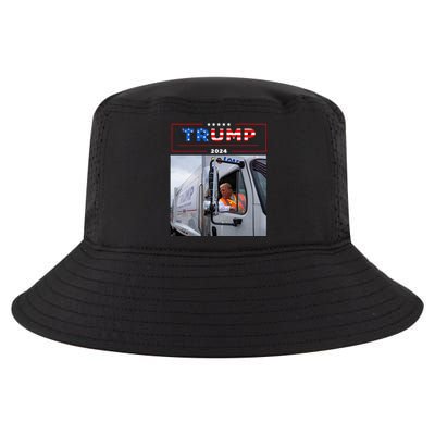 Donald Trump Rides In Garbage Truck Garbage Trump Cool Comfort Performance Bucket Hat