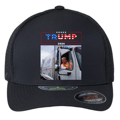 Donald Trump Rides In Garbage Truck Garbage Trump Flexfit Unipanel Trucker Cap