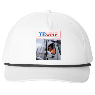 Donald Trump Rides In Garbage Truck Garbage Trump Snapback Five-Panel Rope Hat