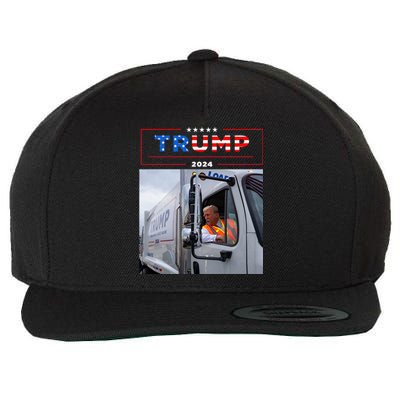 Donald Trump Rides In Garbage Truck Garbage Trump Wool Snapback Cap