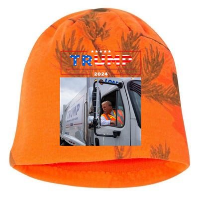 Donald Trump Rides In Garbage Truck Garbage Trump Kati - Camo Knit Beanie