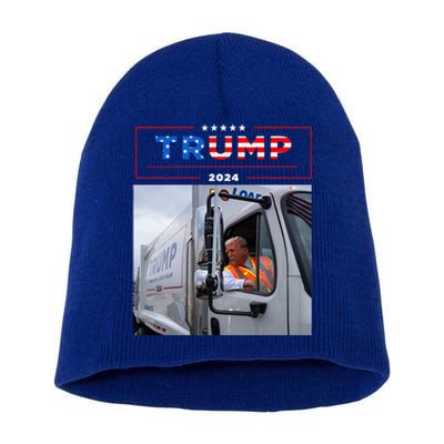 Donald Trump Rides In Garbage Truck Garbage Trump Short Acrylic Beanie