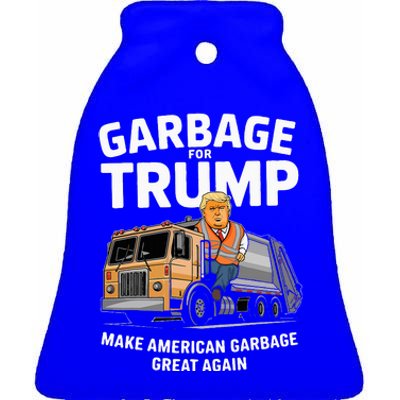 Donald Trump Rides In Garbage Truck 2024 Ceramic Bell Ornament