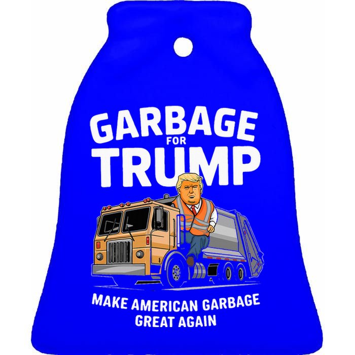 Donald Trump Rides In Garbage Truck 2024 Ceramic Bell Ornament