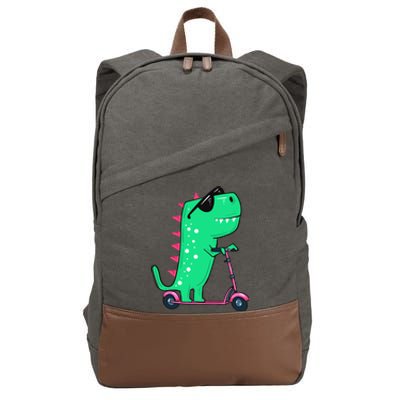 Dinosaur Trex Riding Scooter Cotton Canvas Backpack