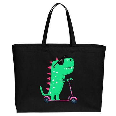 Dinosaur Trex Riding Scooter Cotton Canvas Jumbo Tote