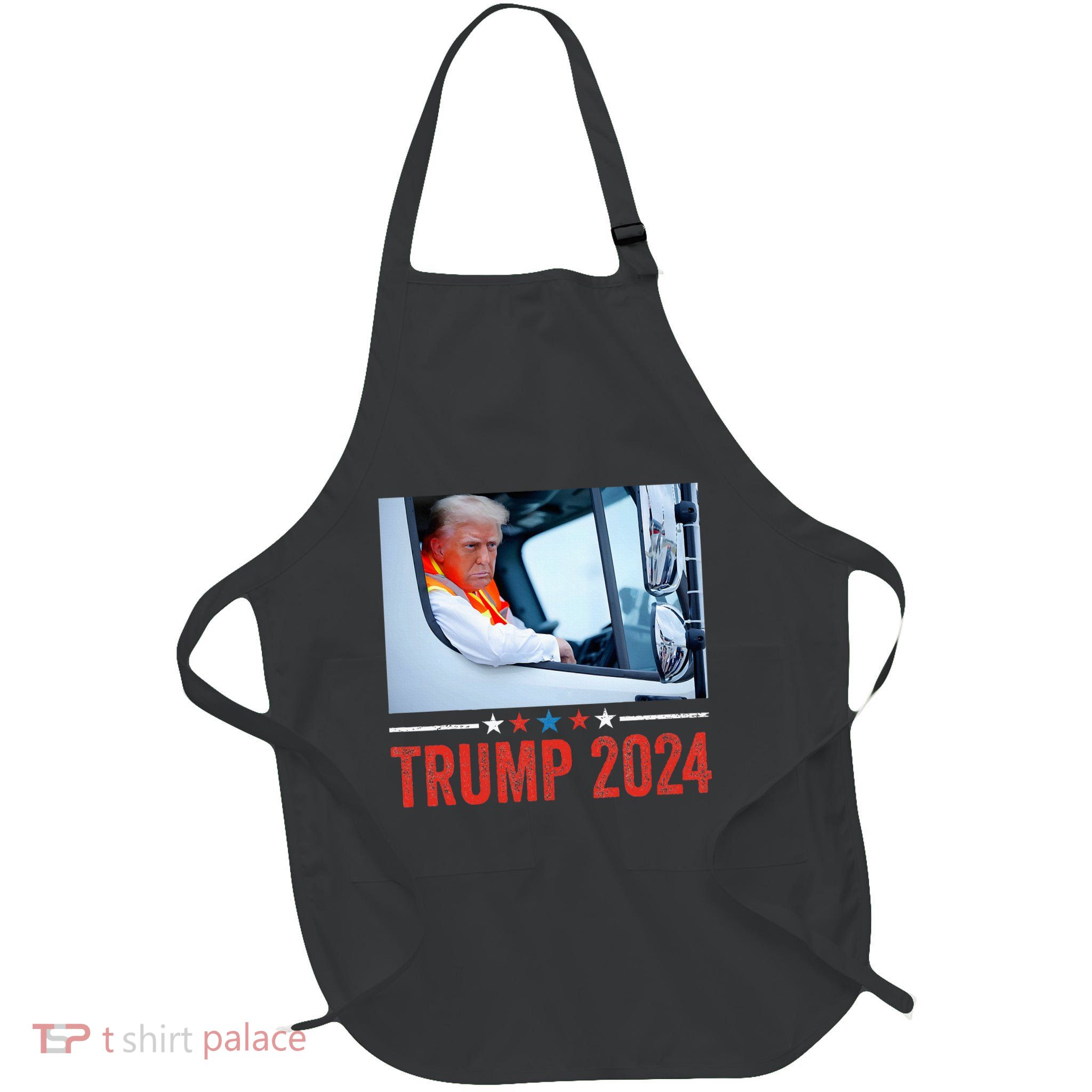 Donald Trump Rides In Garbage Truck Trump In Trash Truck Full-Length Apron With Pockets