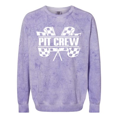 Dirt Track Racing Pit Crew Race Car Team Checker Flag Meaningful Gift Colorblast Crewneck Sweatshirt