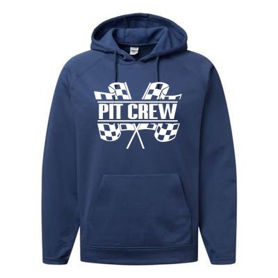 Dirt Track Racing Pit Crew Race Car Team Checker Flag Meaningful Gift Performance Fleece Hoodie