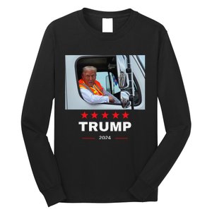 Donald Trump Rides In Garbage Truck Gift Long Sleeve Shirt