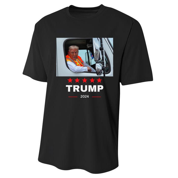 Donald Trump Rides In Garbage Truck Gift Performance Sprint T-Shirt