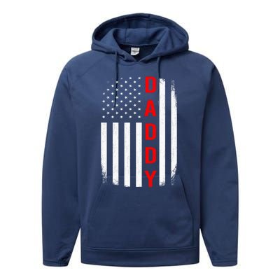 Daddy Thin Red Line Gift For Dad Firefighter Gift Performance Fleece Hoodie