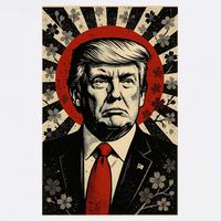 Donald Trump Rising Sun Power Cherry Blossom Propaganda V-Neck T-Shirt
