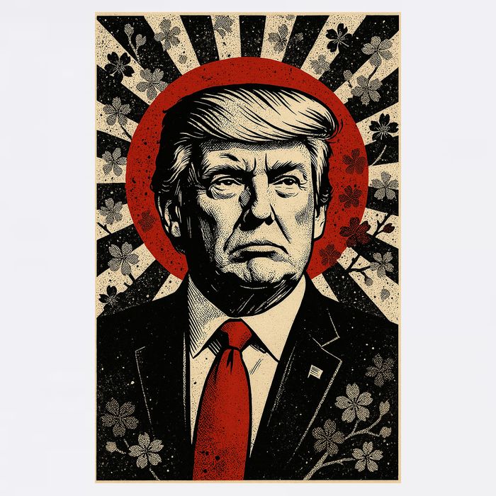 Donald Trump Rising Sun Power Cherry Blossom Propaganda V-Neck T-Shirt