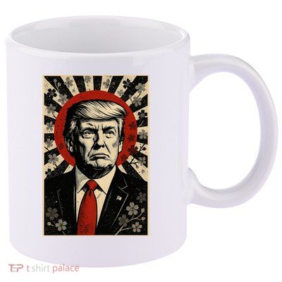 Donald Trump Rising Sun Power Cherry Blossom Propaganda 11oz C Handle Ceramic Mug