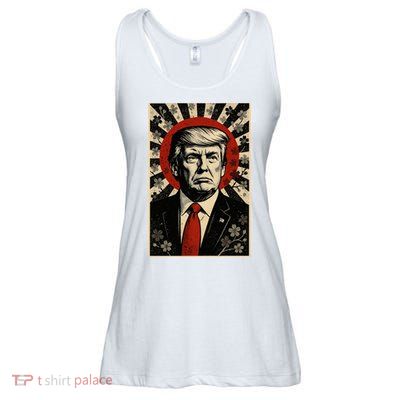 Donald Trump Rising Sun Power Cherry Blossom Propaganda Ladies Essential Flowy Tank