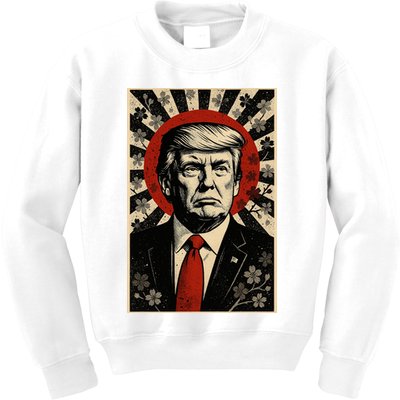 Donald Trump Rising Sun Power Cherry Blossom Propaganda Kids Sweatshirt